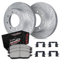R1 11-22 Ford F-250 Super Duty Front Drill/Slot Carbon Coated Rotor Set w/Off-Road/Tow Pads