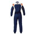 OMP FIRST EVO OVERALL my2025 FIA 8856-2018/SFI NAVY BLUE / FLUO ORANGE SZ 52