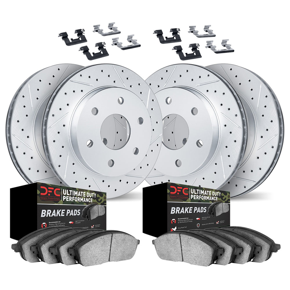 DFC 12-20 Ford F-150 Front & Rear Drill/Slot Geoperf Rotor Ultimate Duty Performance Pads w/Hardware