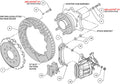 Wilwood Combination Parking Brake Rear Kit 12.88in Drilled Red Mustang 94-04