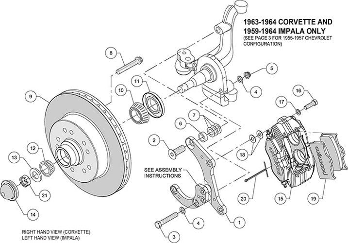 Wilwood Forged Dynalite-M Front Kit 11.5in Red 1 PC Rotor&Hub 58-64 Impala 63-64 Corvette