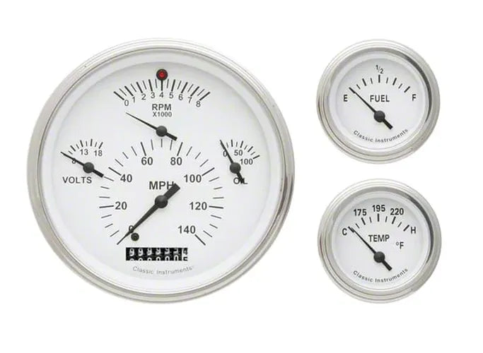 57 CHEVY 6 GAUGE SET WHITE
