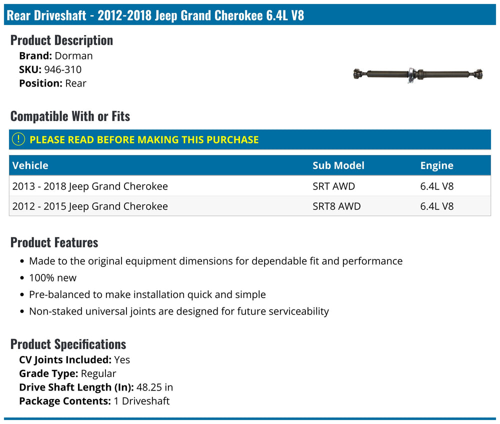 REAR DRIVESHAFT