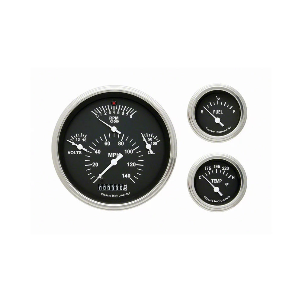 57 CHEVY 6 GAUGE SET BLACK-GM