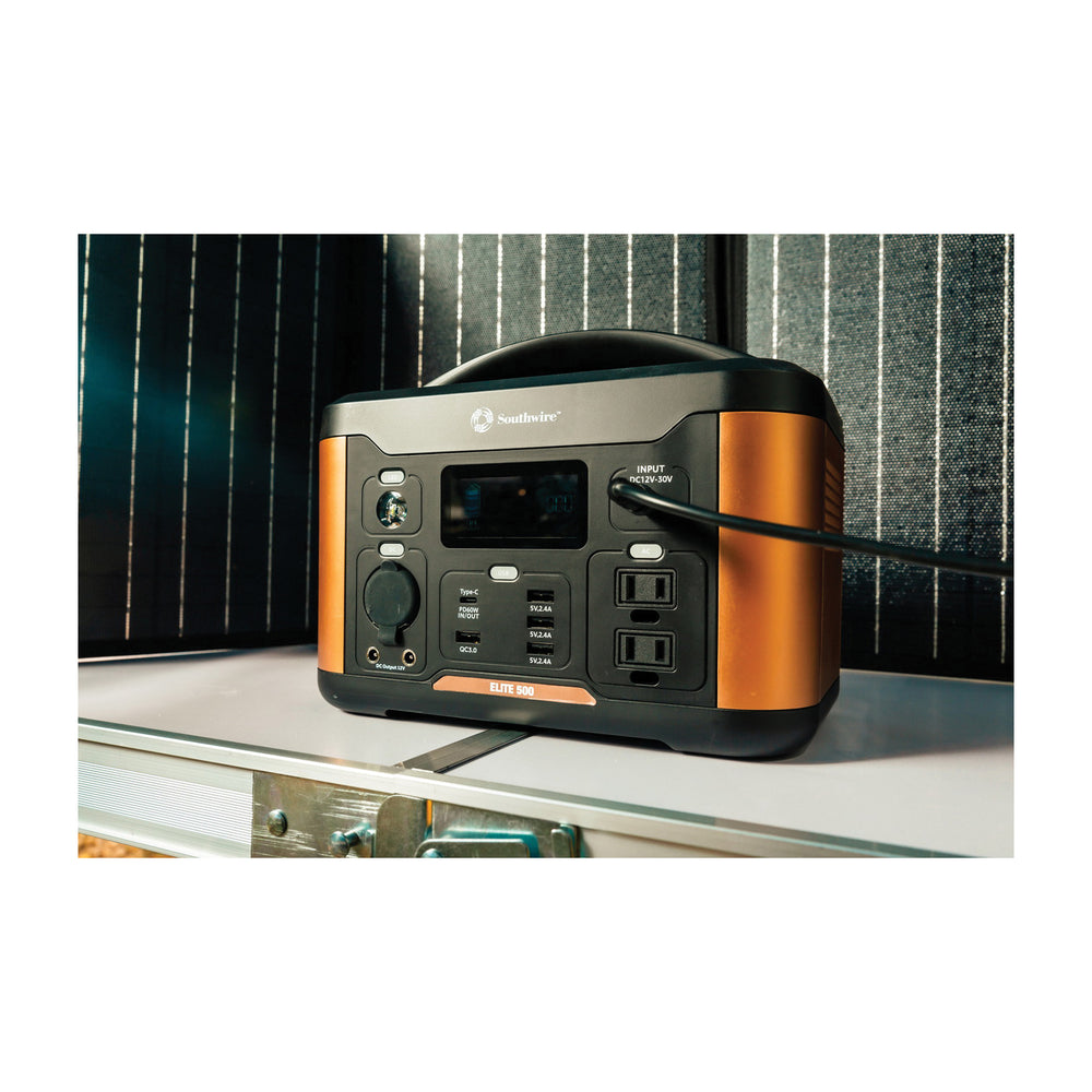 PORTABLE POWER ALL IN ONE SOLAR GENERATOR KIT INCLUDES POWERS TATION AND 100W SOLAR PANEL