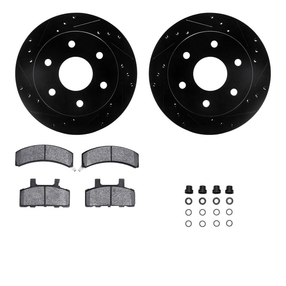 R1 Concepts Brake Rotors - Slotted - Silver w/ Semi-Met Pads Hdw Fits Chevrolet Express