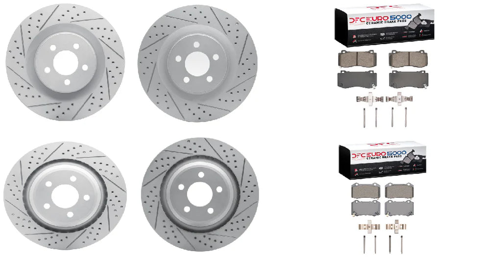 DFC 05-23 Chrysler 300 Front & Rear Drill/Slot Geoperf Rotors Euro 5000 Ceramic Pads w/Hardware