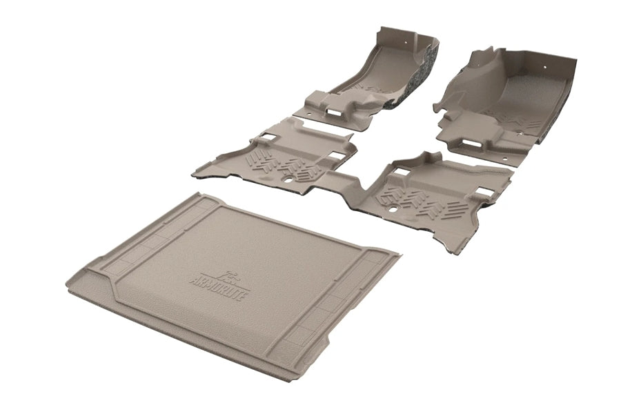 Armorlite 20-current Jeep Wrangler 4XE floor kit (front and rear flooring cargo mat) WITH subwoofer desert khaki