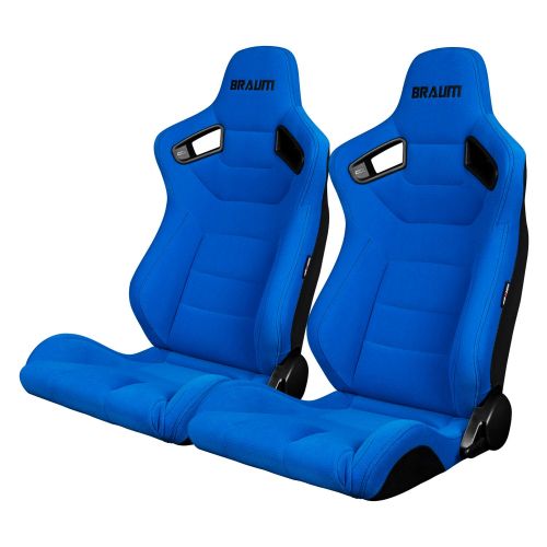 Braum Elite Series Sport Seats - Blue Cloth (Black Stitching) - BRR1-UFBS