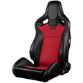Braum Elite V2 Series Sport Seats - Red PU Black Suede Black Stitching - Low Base Version - BRR1-RBLB2