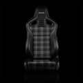 Braum Elite V2 Series Sport Seats - Black PU Red Jacquard - Low Base Version - BRR1-RFLB2