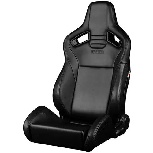 Braum Elite V2 Series Sport Seats - Black and Grey Plaid Inserts - Low Base Version - BRR1-GPLB2