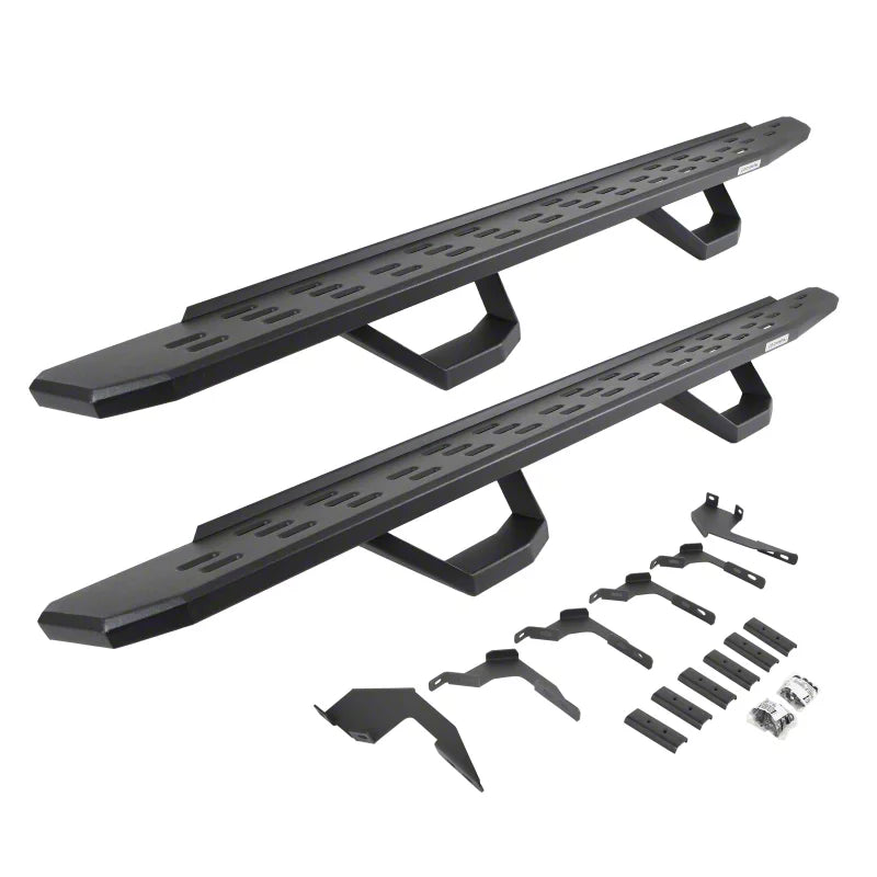 19C RANGER RB30 RUNNING BOARDS W/MTING BRACKETS 2 PAIRS DROP STEPS KIT TXTD BLA