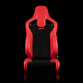 Braum Elite V2 Series Sport Seats - Red PU Black Suede Black Stitching - Low Base Version - BRR1-RBLB2
