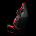 Braum Elite V2 Series Sport Seats - Red PU Black Suede Black Stitching - Low Base Version - BRR1-RBLB2