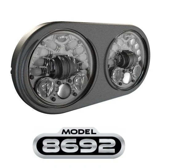 J.W. Speaker 12-24V ECE LED RHT Fired Rated High Low Beam Headlight with DRL Black Inner Bezel - Single Light 0559951