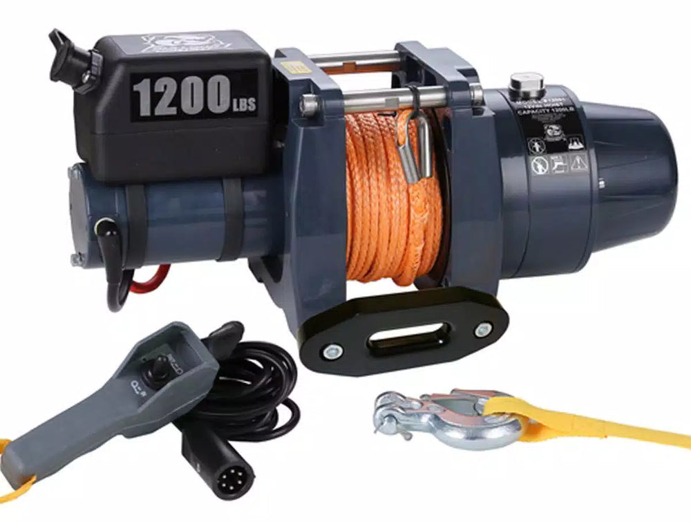 ~(46 lbs. 19X15X8)~ Hoist 1200 LB 12vDC Synthetic Rope