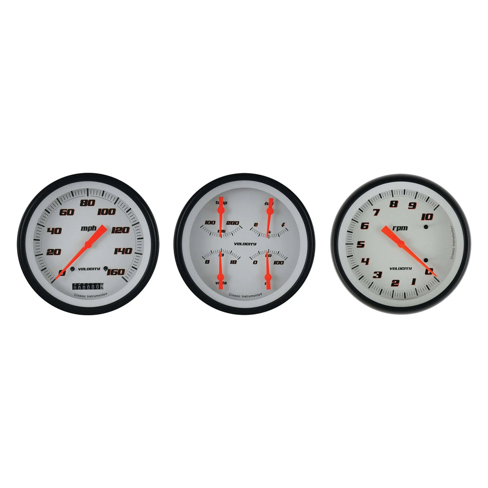 VELOCITY WHITE SPEEDO/TACH/QUAD SET-GM