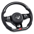 Steering Wheel Carbon Fiber & Perforated Leather MK7 Golf R Silver (For use without Paddles) Fits VW Golf R 15-19, GTI 15-21, Jetta 15-24 APR