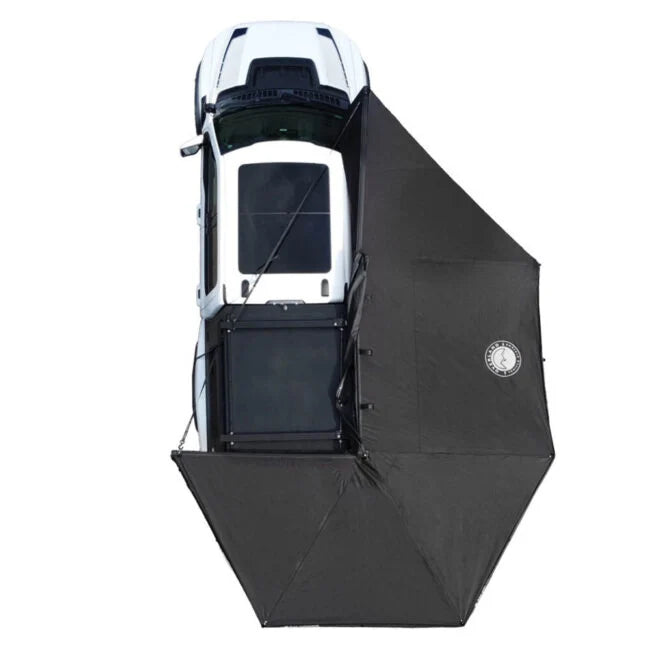 Overland Vehicle Systems XD Nomadic 270 - Awning W Lights Black Out Passenger Side Grey Hex Black Trim Black Travel Cover - No Brackets No Hardware