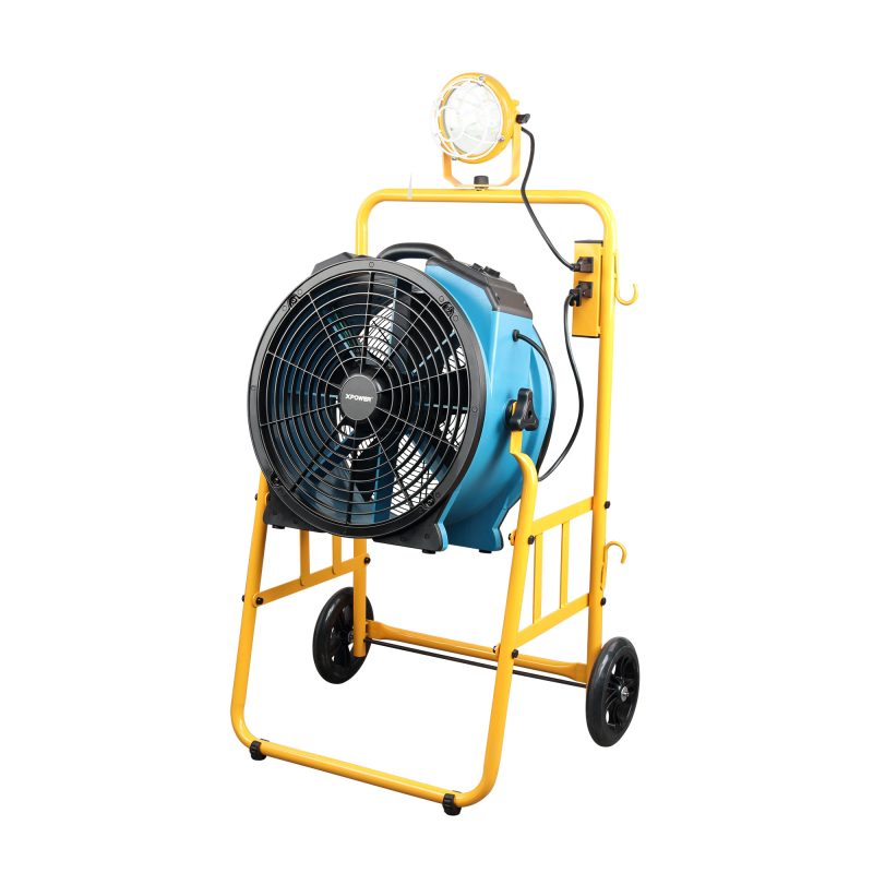 18IN COOLING FAN W/ 3HR TIMER MOBILE TROLLEY AND L30 LED SPOTLIGHT YELLOW