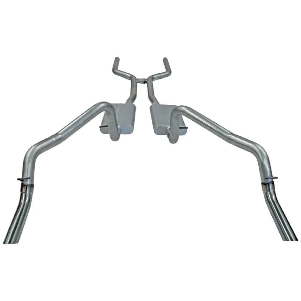 American Thunder Crossmember-Back Exhaust System Fits 1970-1974 Chevrolet Camaro And Pontiac Firebird With V8 Engine 2.50 Inch Aluminized Steel Aggressive To Moderate Sound Flowmaster