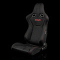 Braum Venom Series Sport Seats - Black Cloth (Red Stitching) - BRR7-BKRS