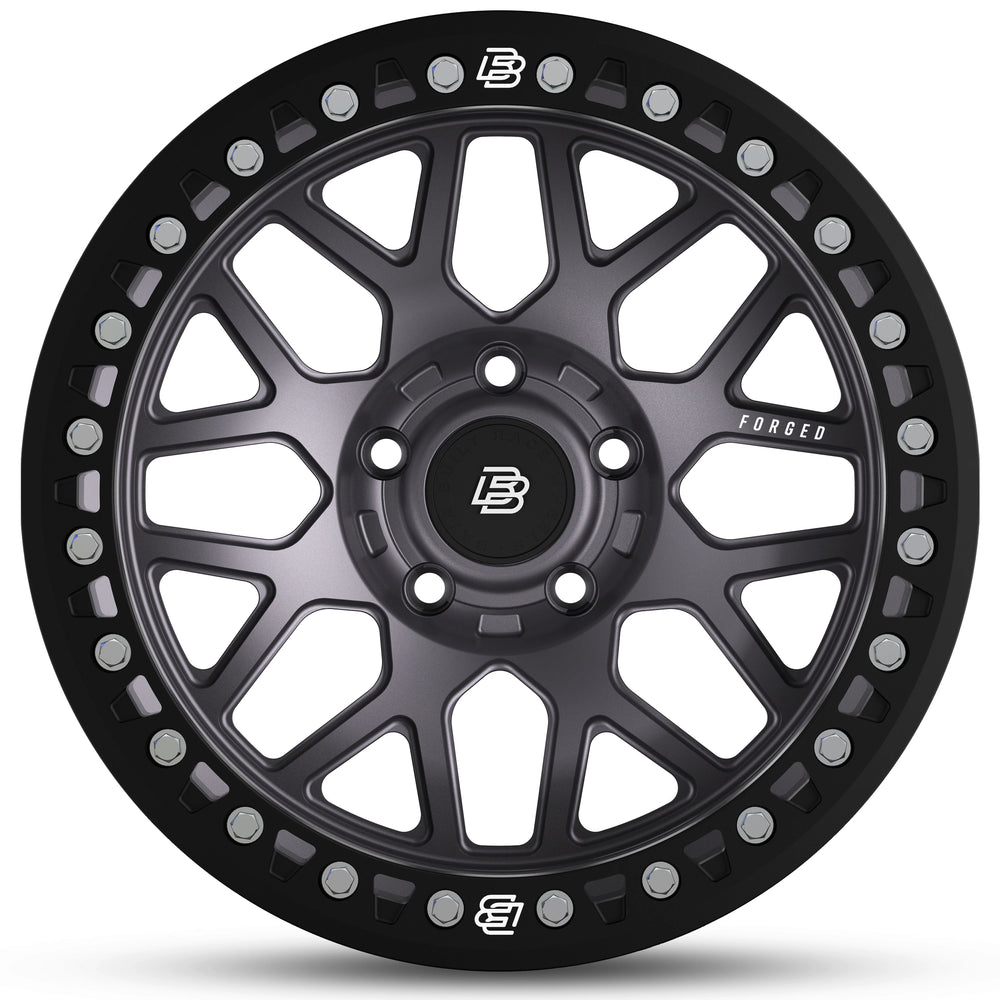 Baja Built Renegade 17x9 6x135 -12mm 4.5 Offset Satin Graphite Finish Matte Black Beadlock Ring For Raptor