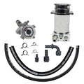 Pro Touring Power Steering Pump and Hydroboost Remote Reservoir Kit for Steering Gearbox Applications (Brushed Aluminum)