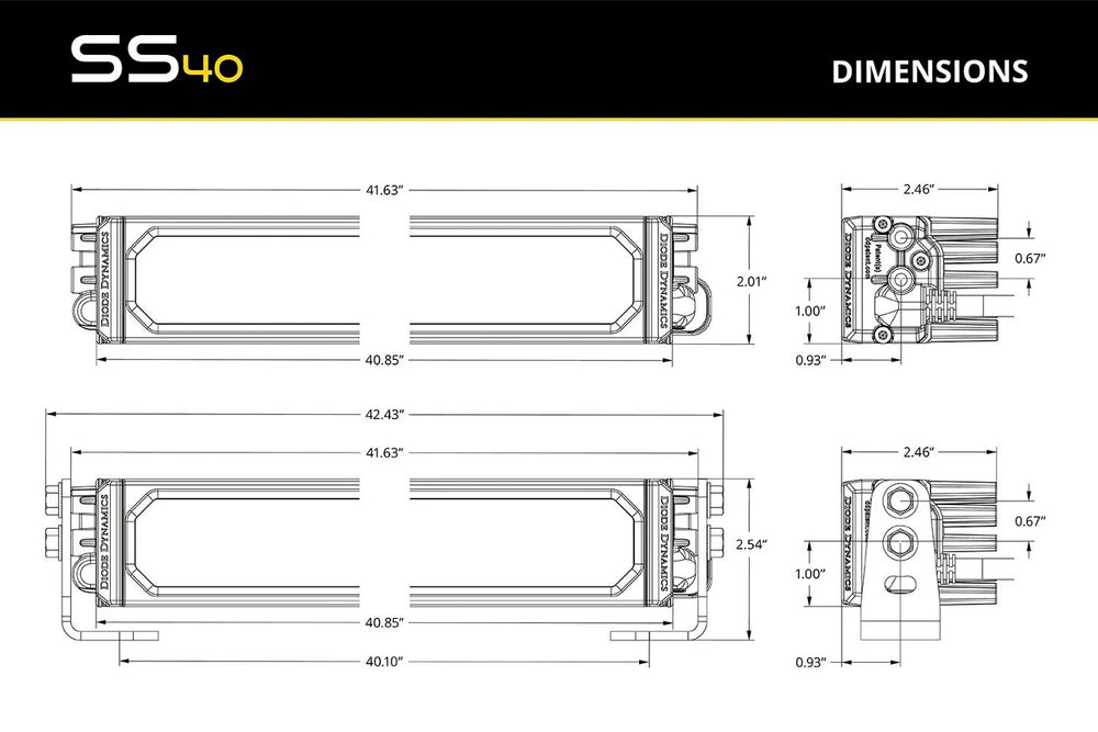 Diode Dynamics SS40 Sport White Combo Standard MBL (one)