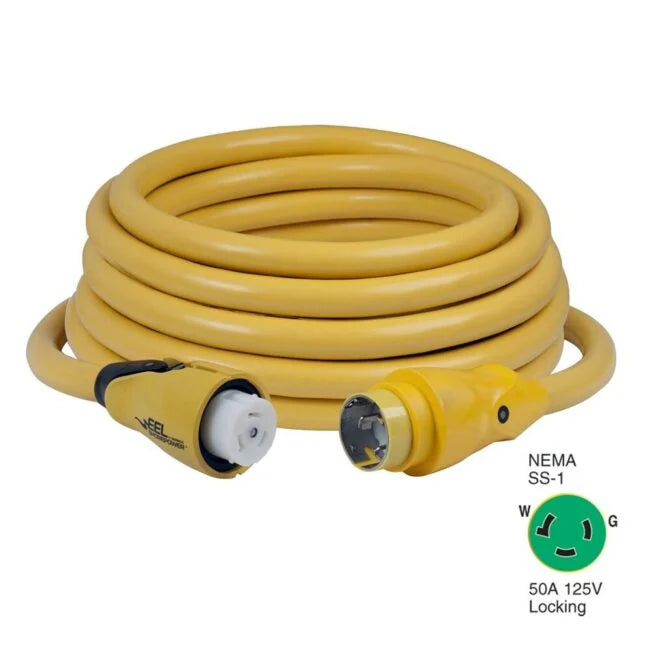 50 AMP 125V EEL CORDSET, YELLOW, 50