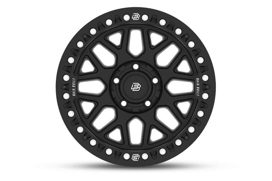 Baja Built Lite Brite Outlaw 17x9 5x5 -25mm 4 Offset Satin Graphite Finish Matte Black Beadlock Ring For Jeep JK JL JT