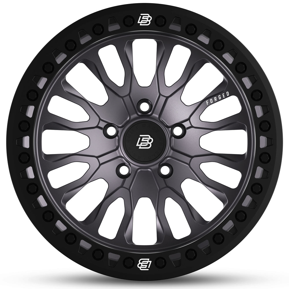 Baja Built Lite Brite Outlaw 17x9 6X5.5 -20mm/4.25 Offset Matte Black Finish Matte Black Beadlock Ring For Toyota FJ