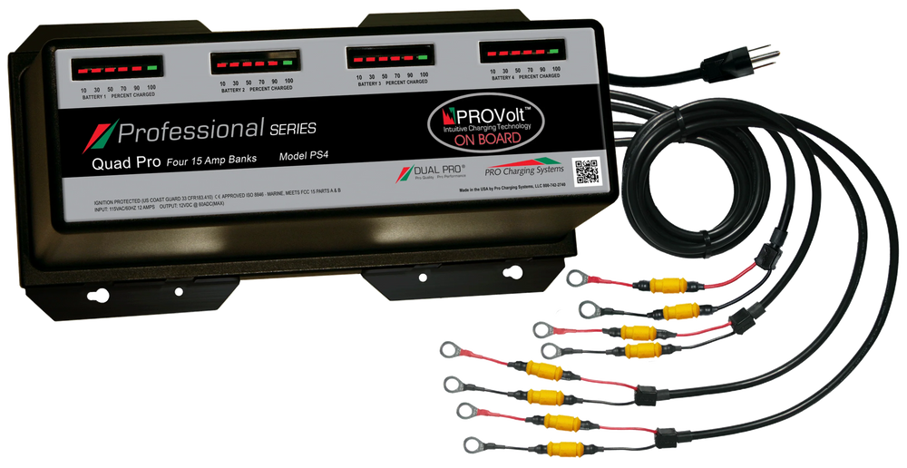 DUAL PRO PROFESSIONAL SRS LITHIUM/AGM FOUR BANK 12V/15A SEALED WATERPROOF CHARGER