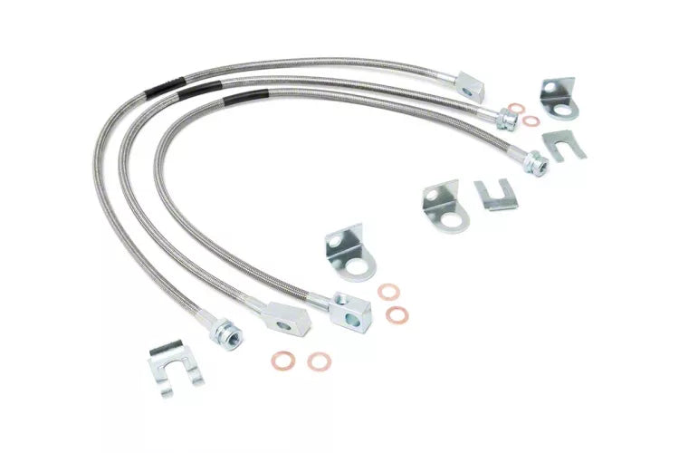 ~(1 lbs. 13X4X2)~ Jeep Front and Rear Stainless Steel Brake Lines 4-6in Lifts (XJ/YJ/TJ)