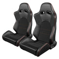Braum Advan Series Sport Seats - Black Leatherette (Red Stitching) - BRR2-BKRS
