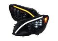 W205 PROJECTOR HEADLIGHTS GLOSSY BLACK HOUSING AND LIGHT SMOKED LENS - SEQUENTIAL TURN SIGNAL - HALOGEN MODELS ONLY