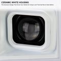 PROJECTOR HEADLIGHTS WITH LED BAR WHITE HOUSING AND CLEAR LENS AMBER REFLECTOR - SWITCHBACK TURN SIGNAL