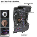 PROJECTOR HEADLIGHTS WITH LED BAR WHITE HOUSING AND CLEAR LENS AMBER REFLECTOR - SWITCHBACK TURN SIGNAL