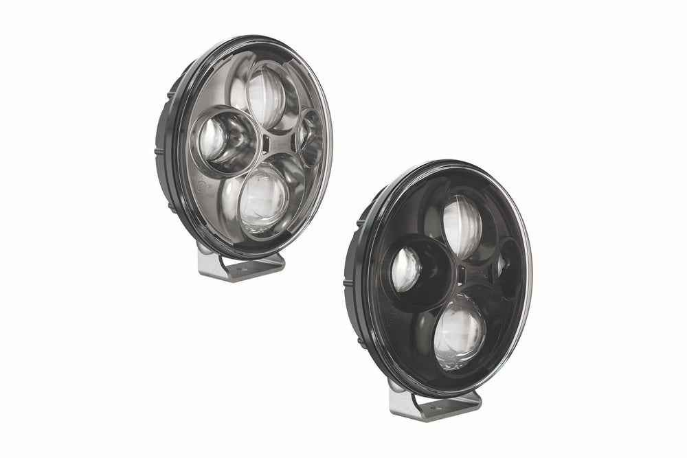 J.W. Speaker 12-24V LED High Beam with Chrome Inner Bezel Pedestal Mount - 2 Light Kit 0551603
