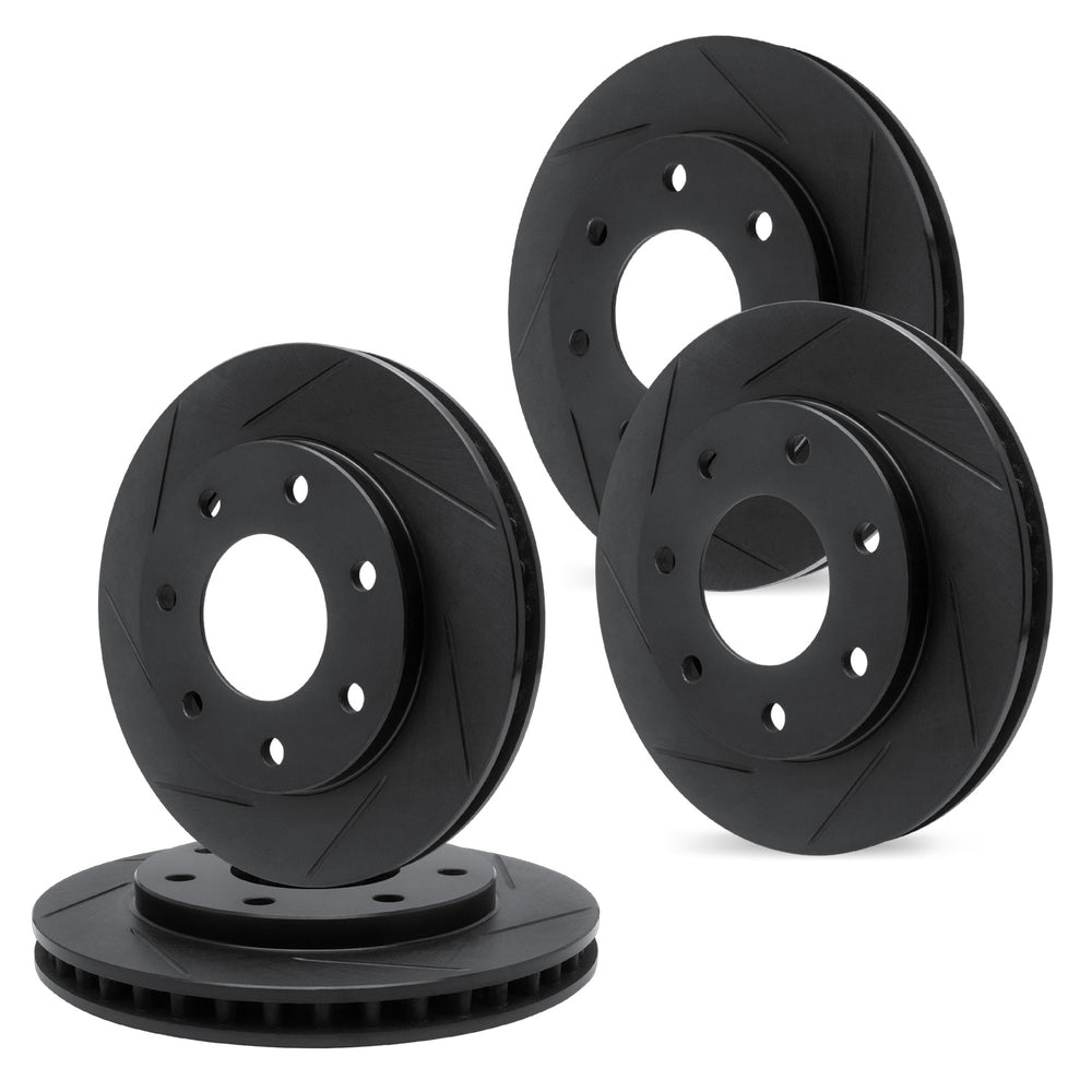 R1 Concepts Brake Rotor- Slotted - Black Fits Ford F-150