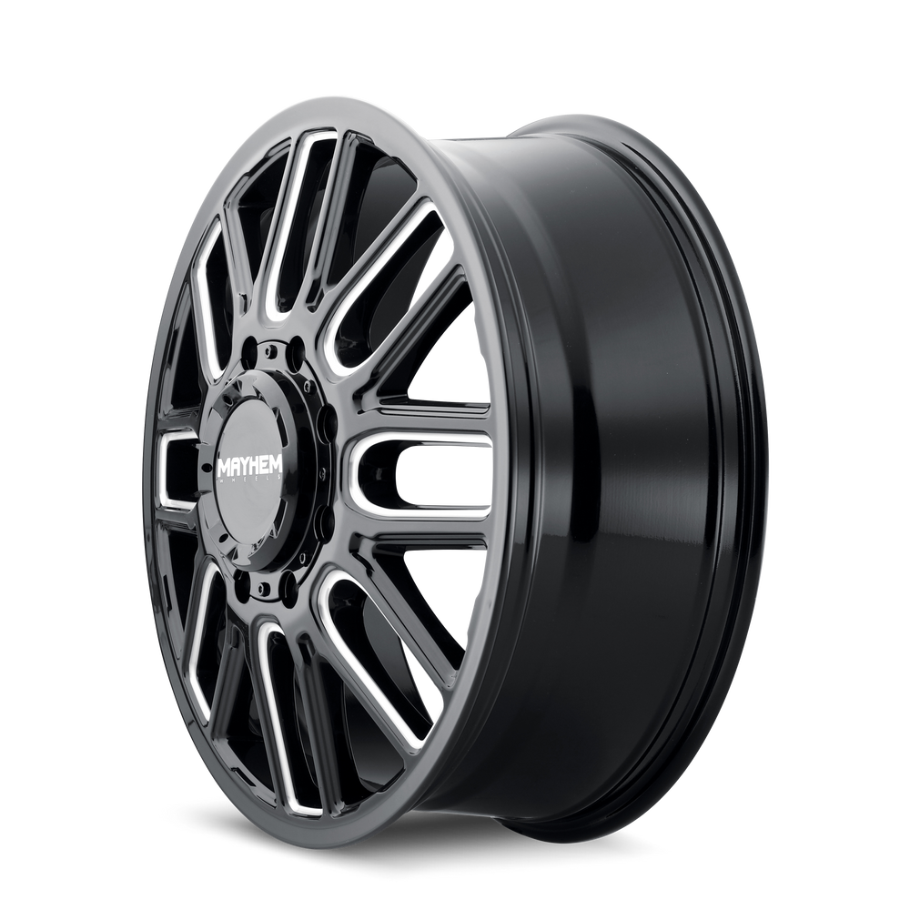 MAYHEM COGENT DUALLY (8107) GLOSS BLACK W MILLED SPOKES 20X8.25 FRONT 8-210 115MM 154.2MM