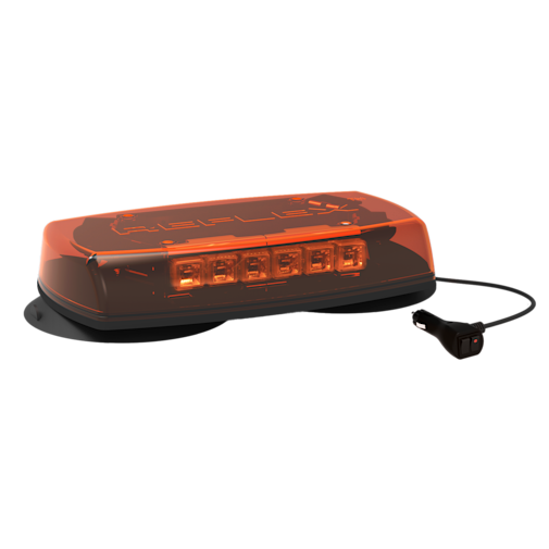 LED MINIBAR REFLEX 15IN ZERO OPTIC DOME 1224VDC 18 FLASH PATTERNS VACUUMMAGNET MOUNT AMBER