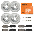 R1 Concepts Black Slotted Rotors with 5000 Oep Brake Pads Hdw Fits Mitsubishi Outlander