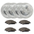 R1 Concepts Black Slotted Rotors with 5000 Oep Brake Pads Hdw Fits Mitsubishi Outlander