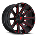 ~(41 lbs. 23X23X12)~ CONTRA 20x9 5x139.70/5x150.00 GLOSS BLACK RED TINTED CLEAR (1 mm)