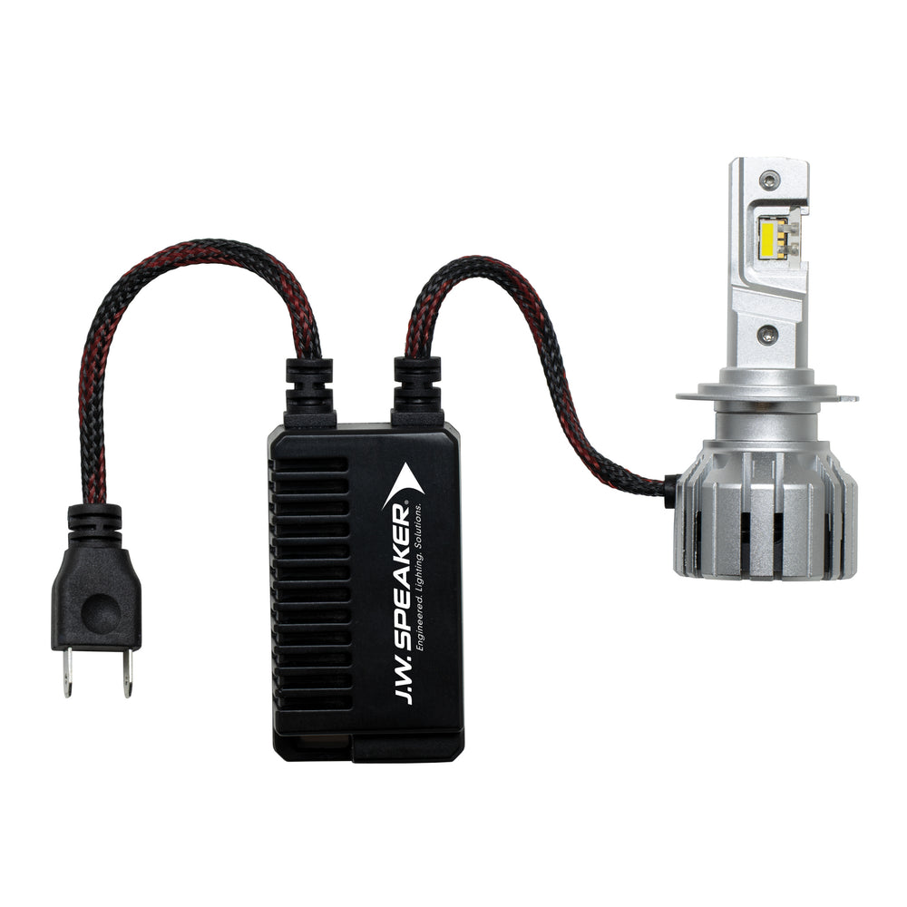 J.W. Speaker 12-24V ECE LED LHT High Low Beam Headlight with DRL Chrome Inner Bezel - Single Light 0557111