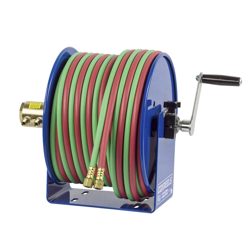 112WL1100 WELDING HAND CRANK HOSE REEL: 1/4IN ID 100FT TWIN CAPACITY LESS HO