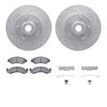 R1 Concepts Silver Drilled Slotted Rotors with 5000 Oep Brake Pads Hdw Fits Ford Country