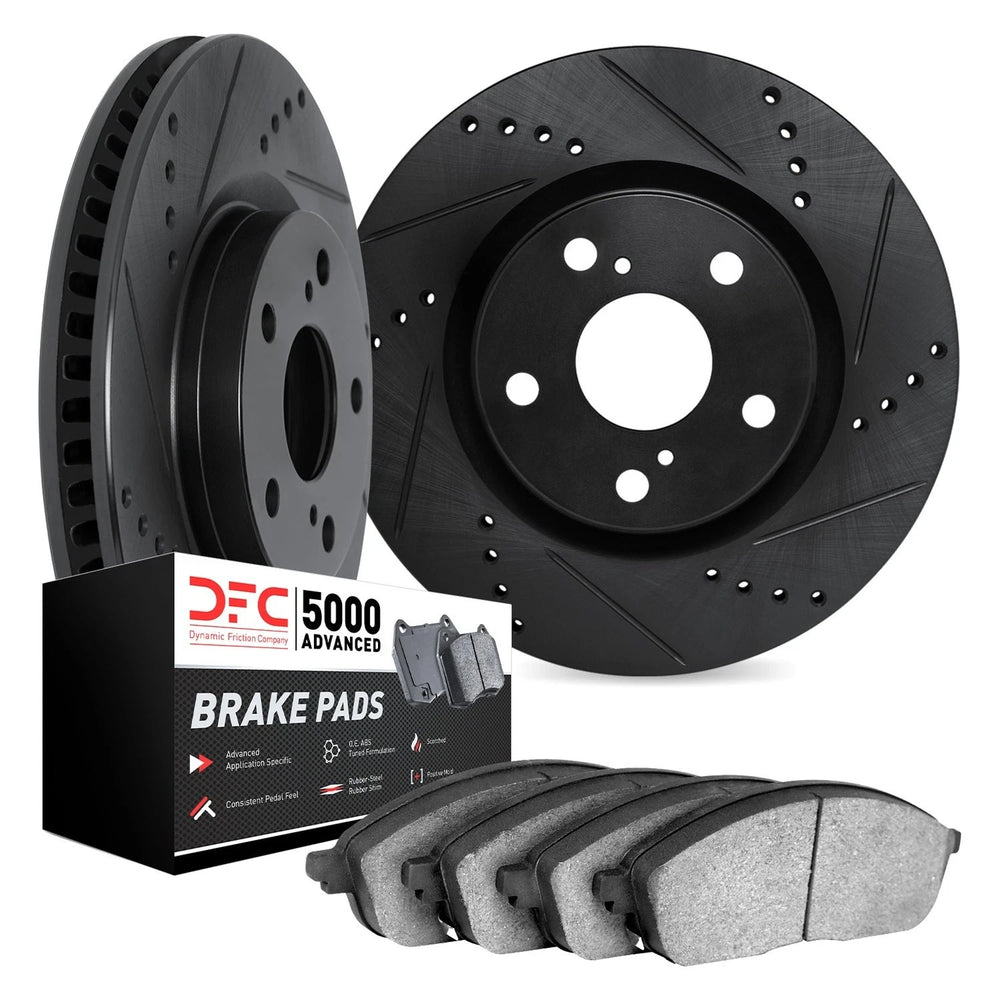 R1 08-18 Volvo S80 Front & Rear Drilled & Slotted Silver Brake Rotor Set w/Ceramic Pads and Hardware